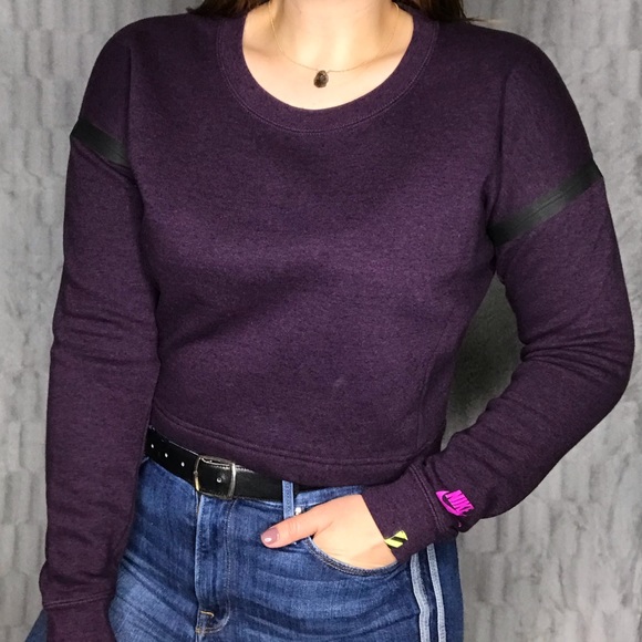 Nike Tops - Nike Purple Cropped Crew Neck Sweatshirt Top